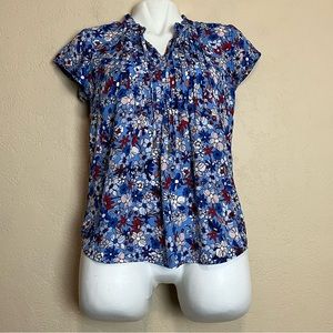 5/$30Liz Claiborne women short sleeve multicolor floral blouse size small petite